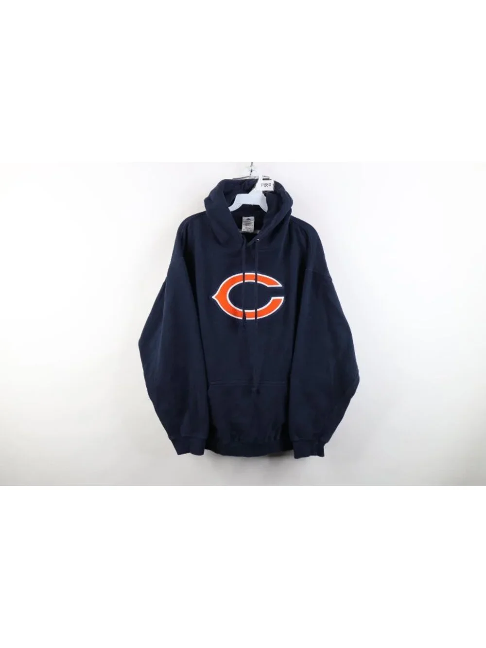 Vtg 90s Mens L Distressed Felt Patch Chicago Bears Football Hoodie Sweatshirt